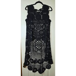 Women's S M High Low Crochet Layering Dress / Cover up